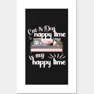 CAT AND DOG NAP CUTE DESIGN Posters and Art